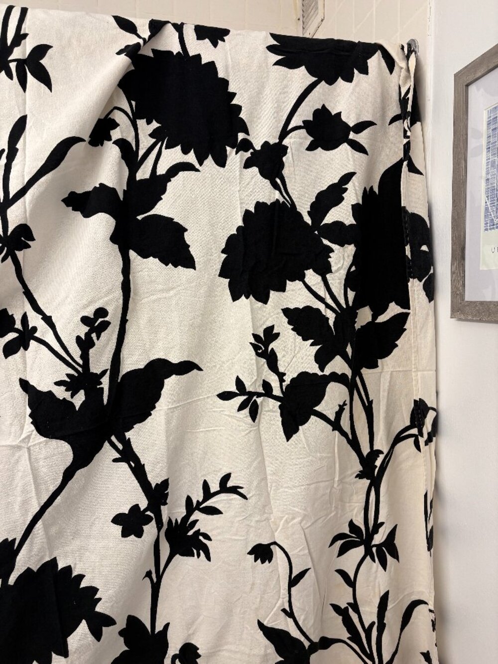 Black and Tan floral Shower Curtain